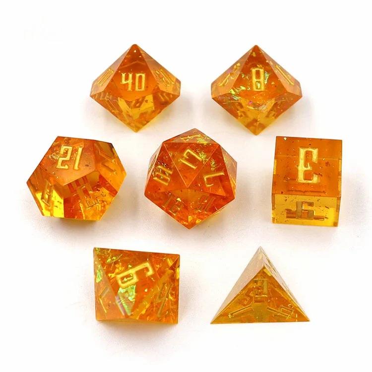 7pcs/SetAnimals Handmade D&d Dnd Dice Set Resin Galaxy Sharp Edge Sex Polyhedral For Dungeons And Dragons Dadi Dados Rol Rainbow