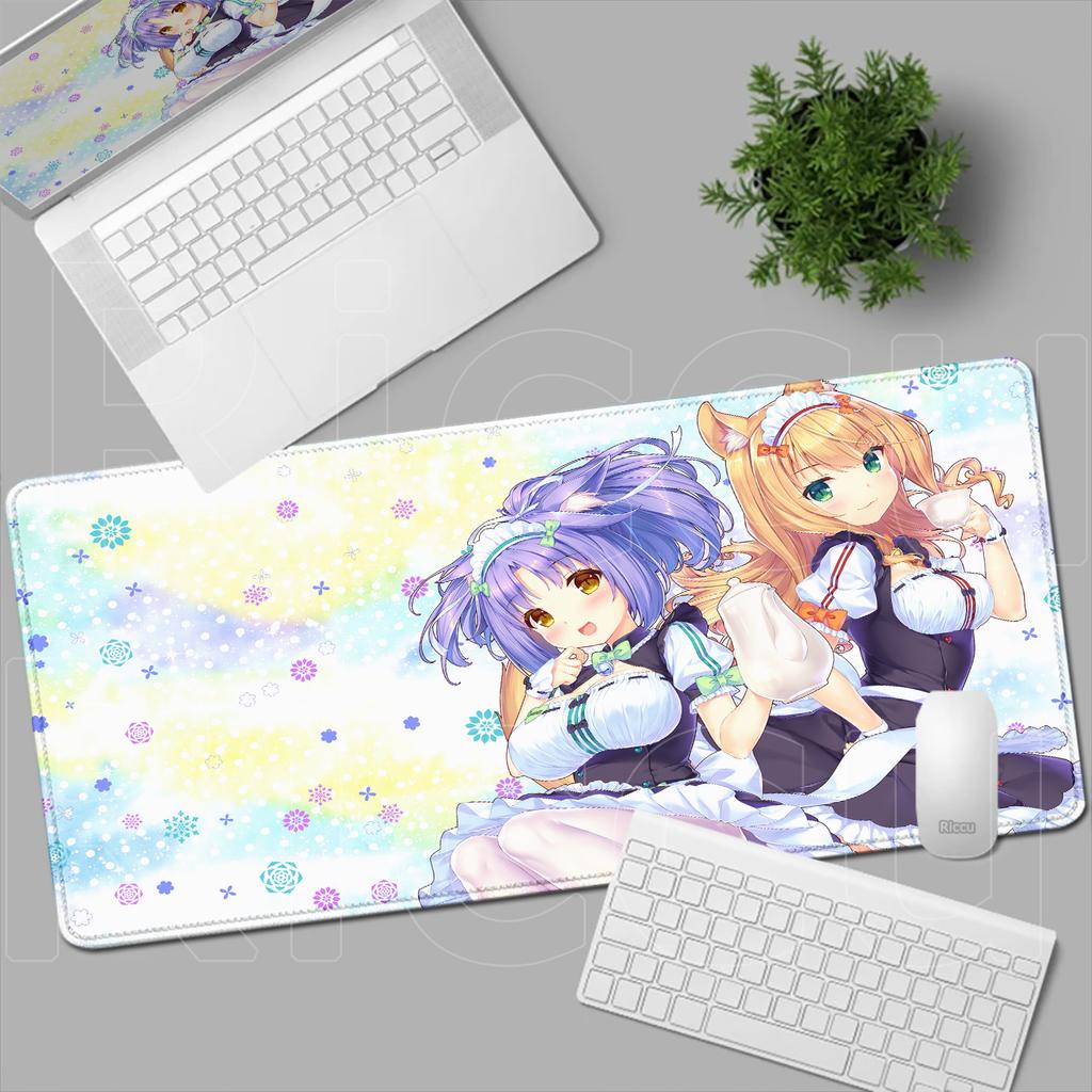 HD Anime Mousepad Cute Chocolate And Vanilla Natural Rubber Nonslip Keyboard Gaming Nekopara Extended Mat PC Office Accessories