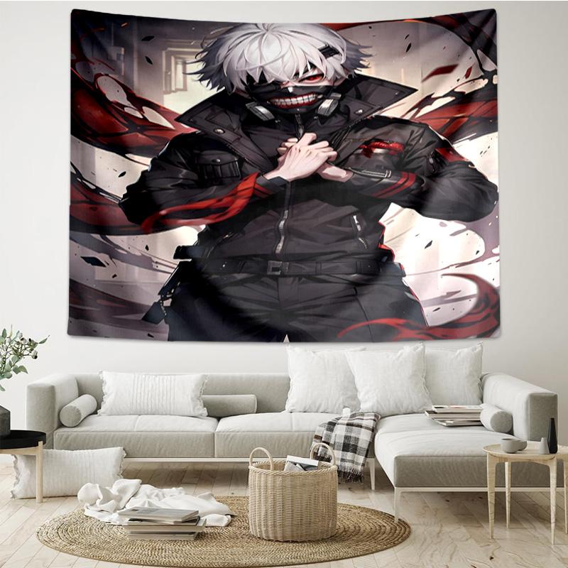 Tokyo Ghoul Masked Mystery Tapestry Room Decoration Wall Hanging for Living Room Bedroom, dormitory, Birthday and Christmas gifts