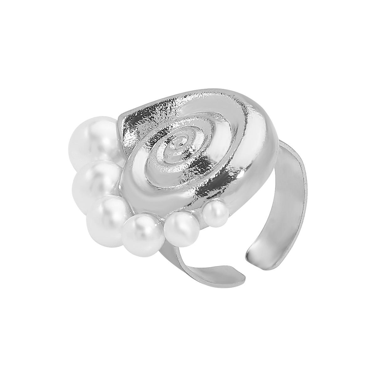 

European and American fashion is conch imitation pearl stud earrings necklace ring, simple casual beach style accessories