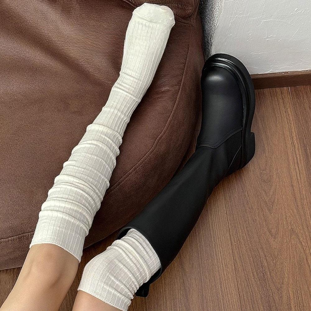 Women Stripe Long Socks Thigh High Lolita Warm Stockings Winter Black White Long Legging for Girls Cute Knee High Boot Socks