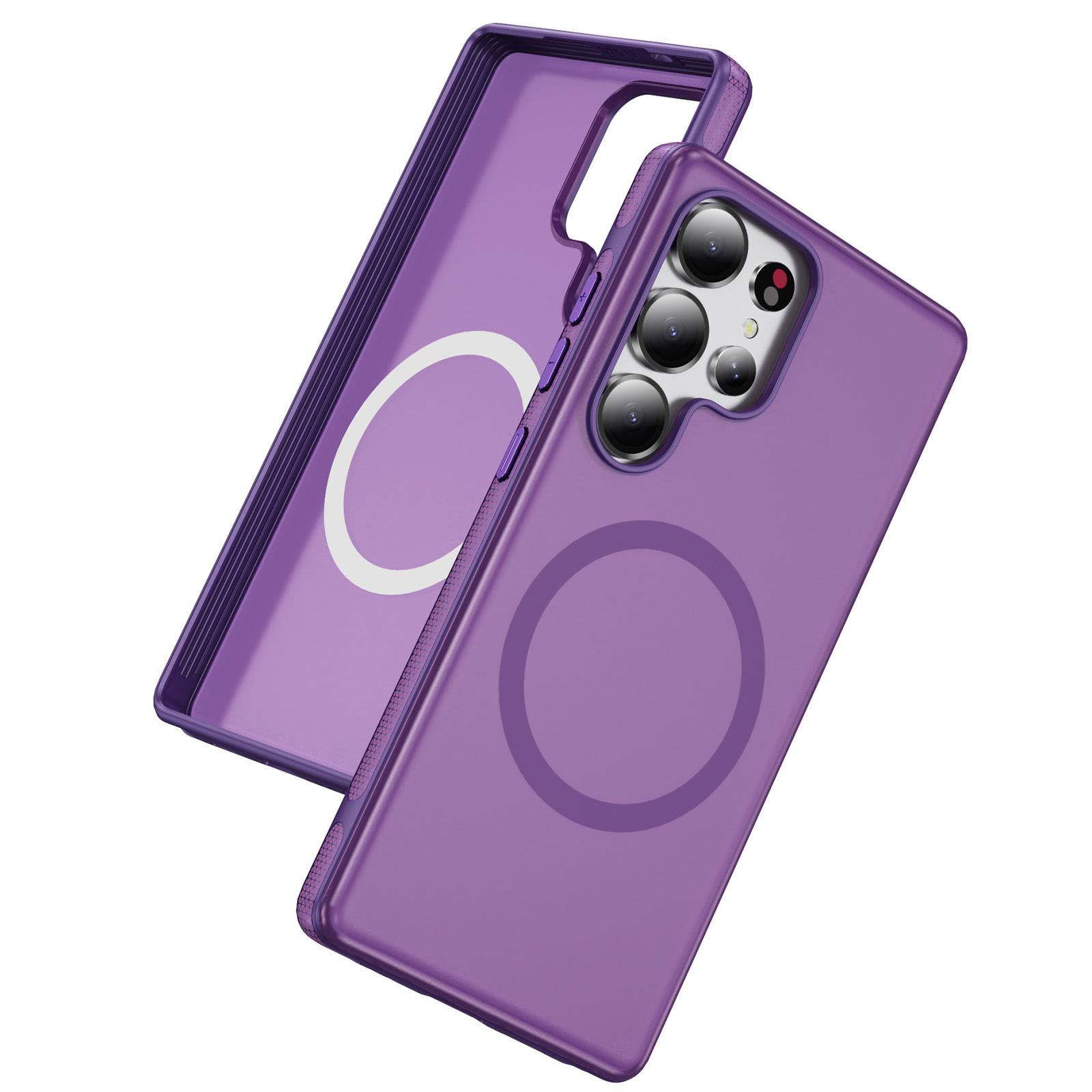 

Mobile Phone Case with Light Luxury and High-end Feel, Semi Transparent Skin Texture, Anti Slip Magnetic Suction, for Samsung Phone Case S25 Plus