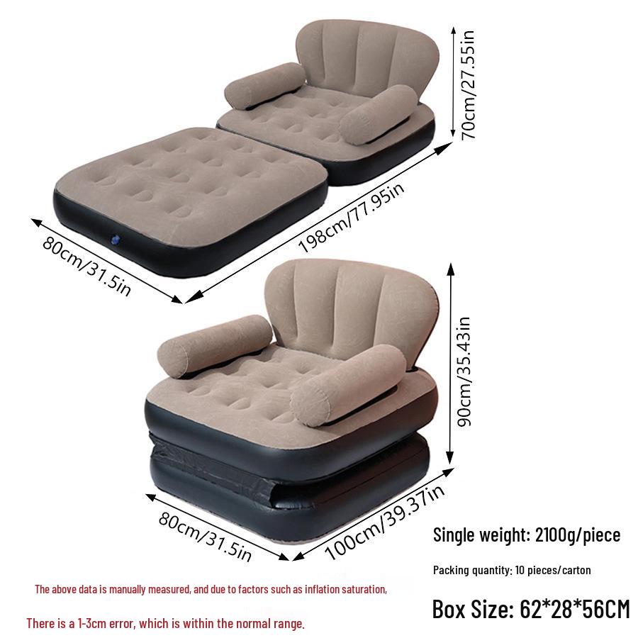 Single Outdoor/Indoor Inflatable Camping Mattress with Flocking