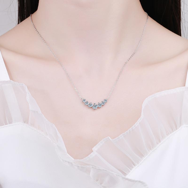 Necklace for Woman Wedding Fine Jewely with Certificates 925 Sterling Sliver Plated 18k White Gold Necklace