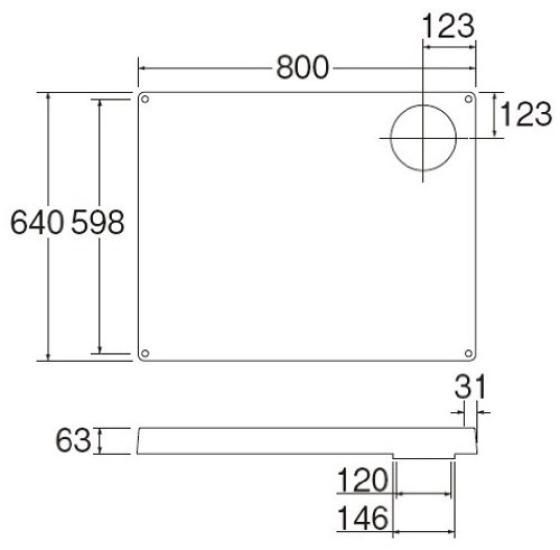 SANEI Washing Machine Hole Position External Dimensions 640mm X Pan, Left, 800mm, H541-800L