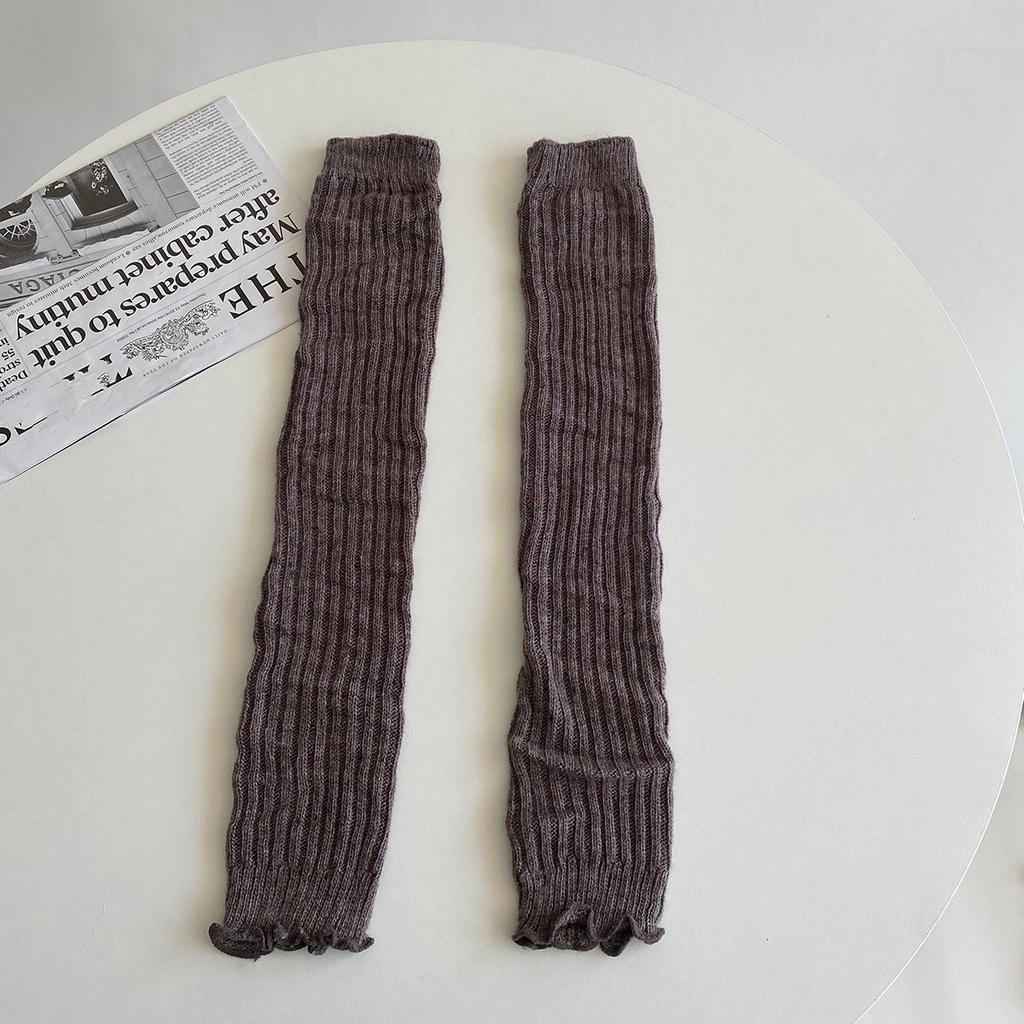 Wool Cashmere Women Leg Warmers Autumn Winter Warm Knitted Foot Cover Knee Socks Lolita Girls Solid Color Leg Warmer Stockings