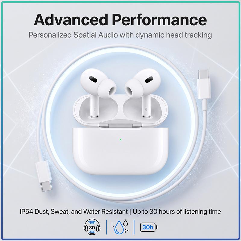 Air Pro 2 Kabellose TWS-Kopfhörer Räumliches Audio Touch-Steuerung IP54 Staub- und Schweißresistent Bluetooth-Headset Mit Typ-C-Ladekabel 1:1