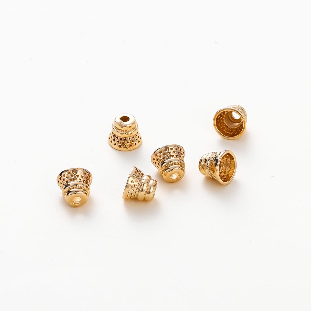 10PCS/lot 6.5*8MM 18K Gold Plated Brass Beads Caps Tassel Caps Bracelet Jewelry Making Supplies DIY Findings Accessories