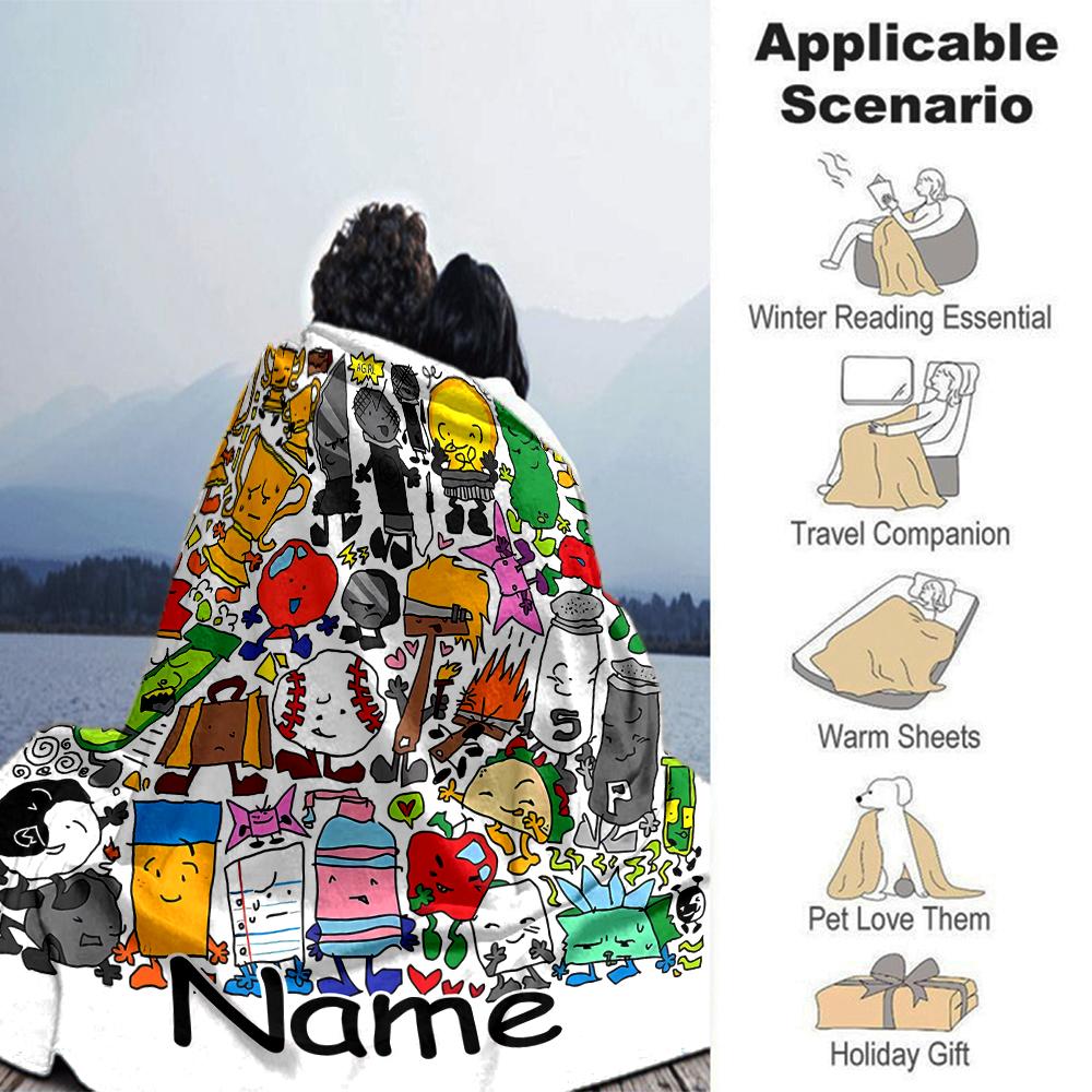 Customiz Name Personality Nanimate Insanity Blanket Soft &Warm Sofa Office Bed Travel Lunch Break Blanket, Gift Suitable All Seasons