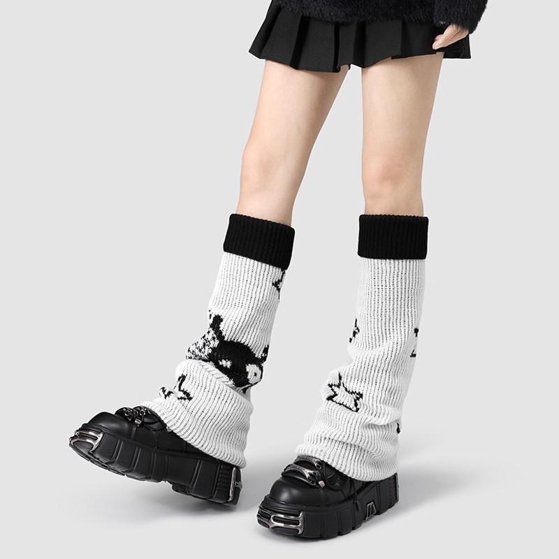 Ladies Spring and Autumn Wide Leg Knitted Front and Back Wear Thin Leg Pile Pile Socks