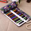 36/48/72 Holes Canvas Wrap Roll Up Pencil Bag Pen Case Holder Storage Pouch Writing Supplies