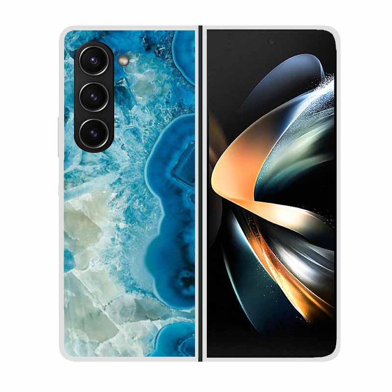 For Samsung Galaxy Z Fold 5 ZFold5 Cases Marble Transparent Shockproof Protection Hard Back Cover For Samsung Z Fold 5 5G Cases
