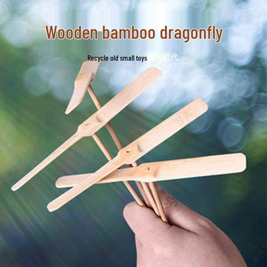 Nostalgic Bamboo Dragonfly Toy: Hand-Spun 70s & 80s Childhood Delight