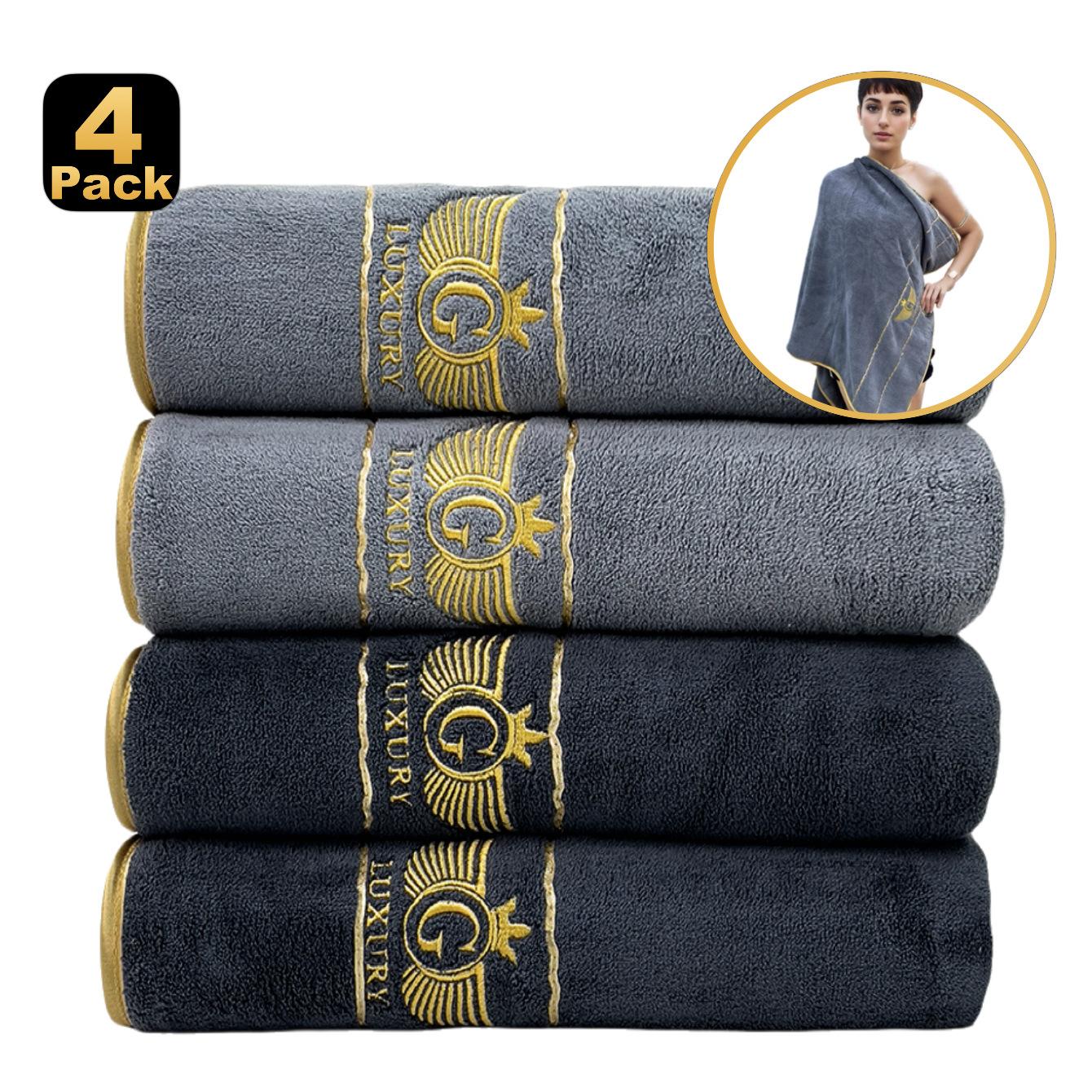 

Тканые банные полотенца из кораллового бархата, четыре в упаковке, мягкие, прочные, впитывающие, однотонные, с вышивкой, теплые и удобные, для дома, ежедневные потребности 70*140CM