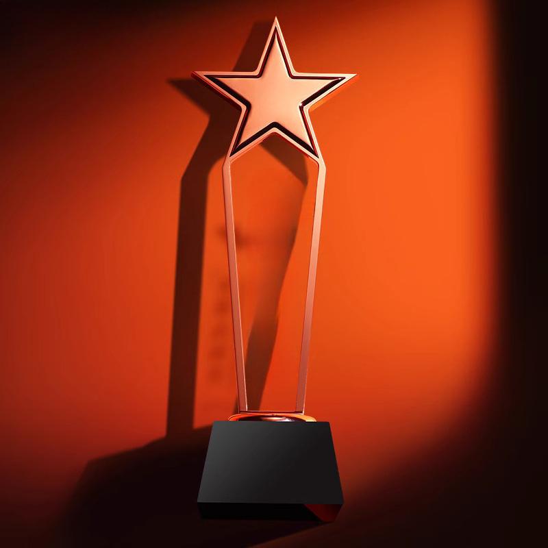 

Customized Medal Metal Pentagram, Gold, Silver, Copper, Excellent Staff Competition Reward Honors Souvenirs, Crystal Trophy, 1Pc 29.5cm