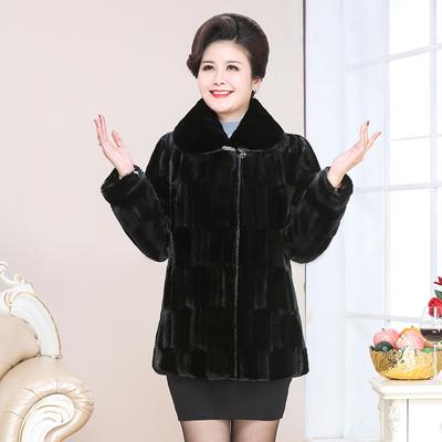 Nový kabát zo syntetickej kožušiny pre matky, stredne dlhý kabát zo syntetického norka pre ženy stredného a staršieho veku, plyšový kabát zo syntetického norka