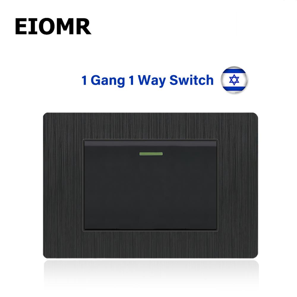 

EIOMR Israel USB Type C Fast Charging Wall Socket, 118*75mm PC Brushed Black Panel, TV Tel Doorbell Mechanical Wall Light Switch