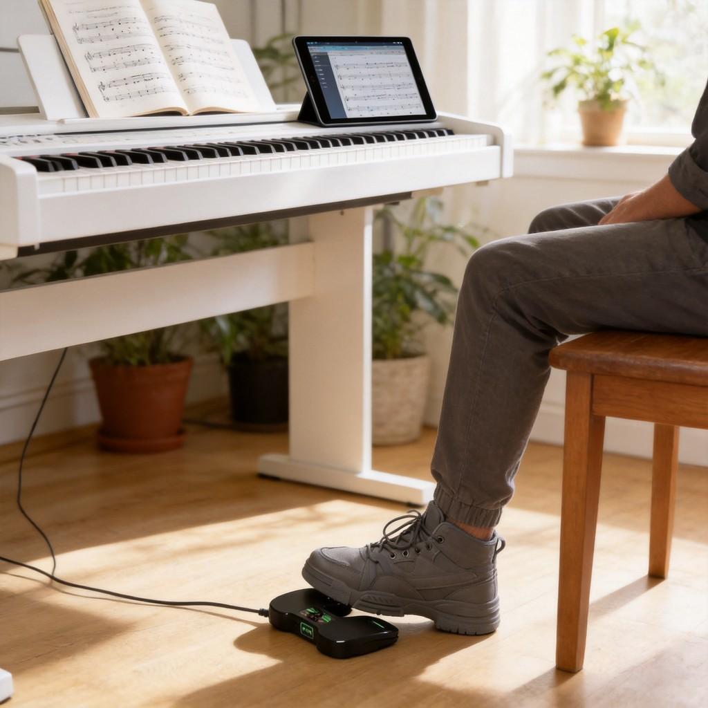 Tichý Bluetooth nožní pedál pro iPad s automatickým otáčením stránek pro čtení not pro piano a kytaru