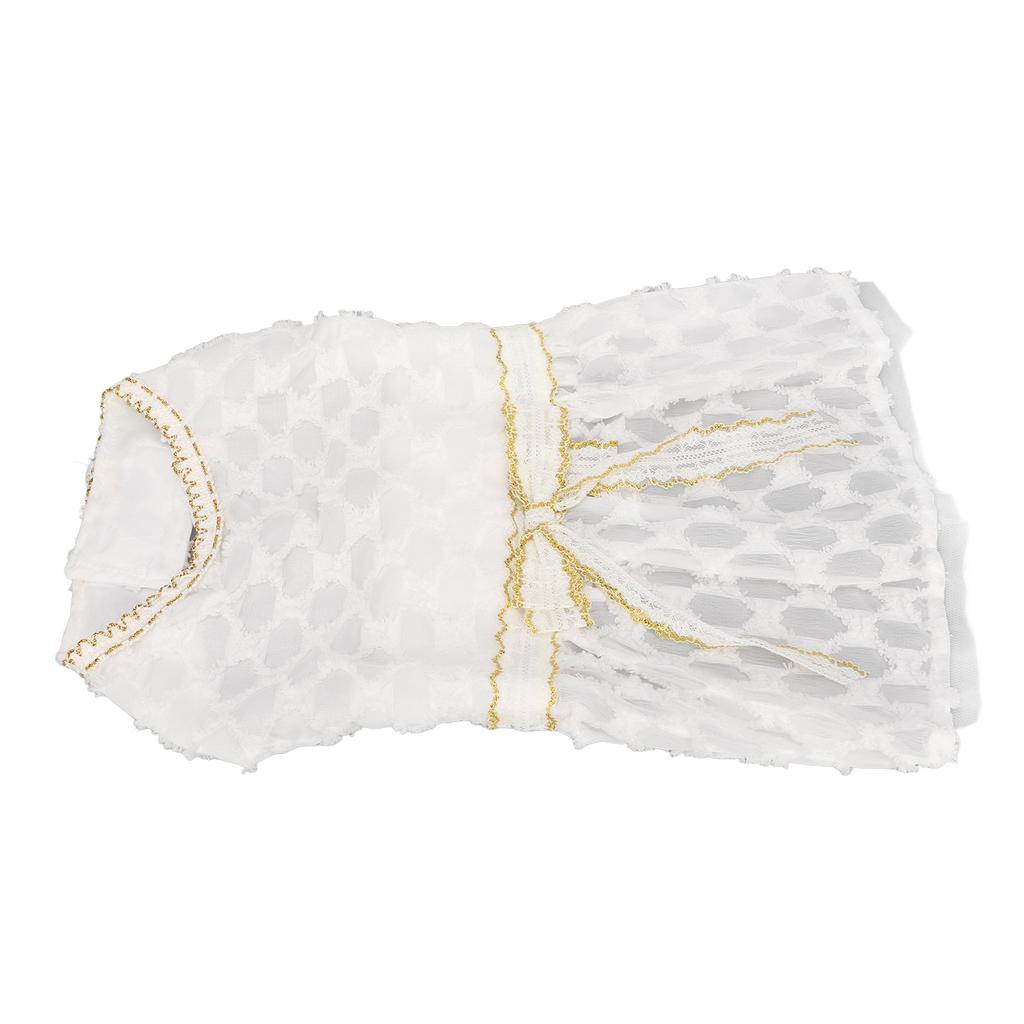 Princess Dog Dress Cute Soft Elastic Lightweight Breathable Puppy Bow Dress for Pet Outfits White