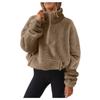 2026 Autumn Winter Women's Plush Fleece Half Zip Sweatshirt, Stand Collar Jacket with Pockets, Cozy Sherpa Lined Casual Top for Cold Weather
