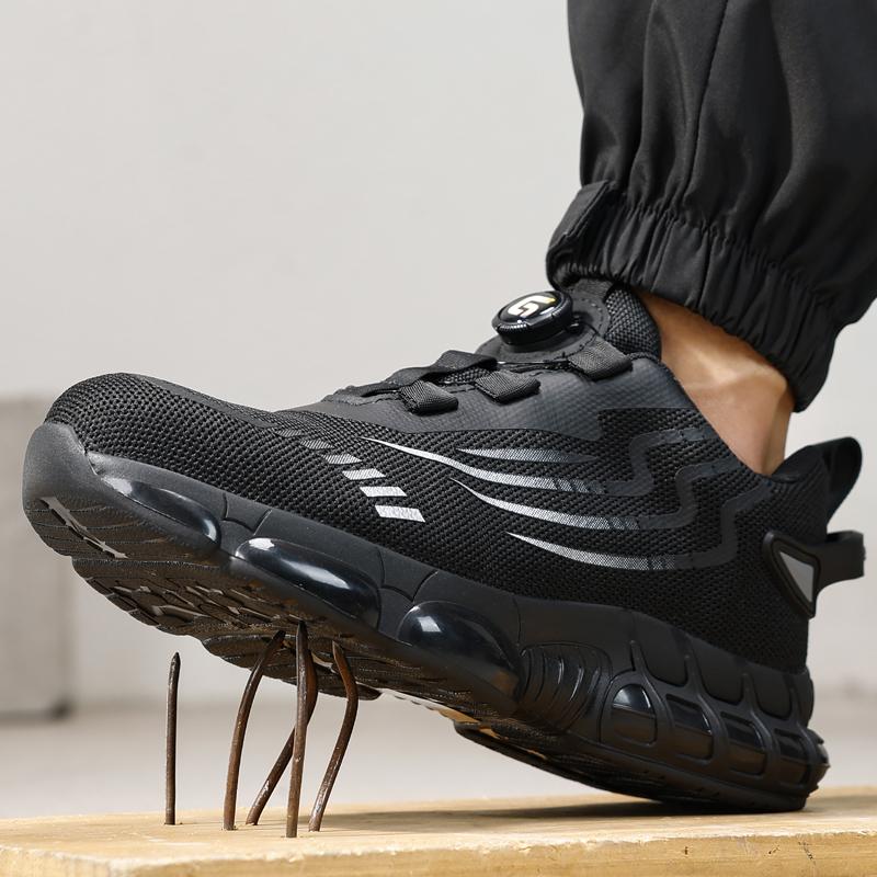 Rotating Button Men Work Safety Shoes Puncture-Proof Safety Boot For Engineers Work Sneakers Fashion Protection Shoes Men Boots