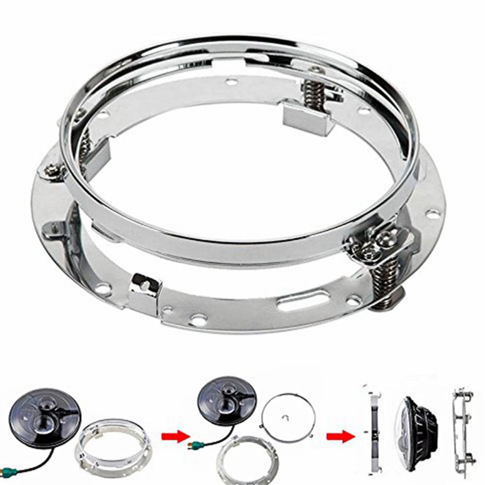 Black/Chrome 7" LED Headlight Mounting Bracket Ring Headlight Mount Lamp Holder Bracket For Wrangler JK Suzuki Samurai Car Motor