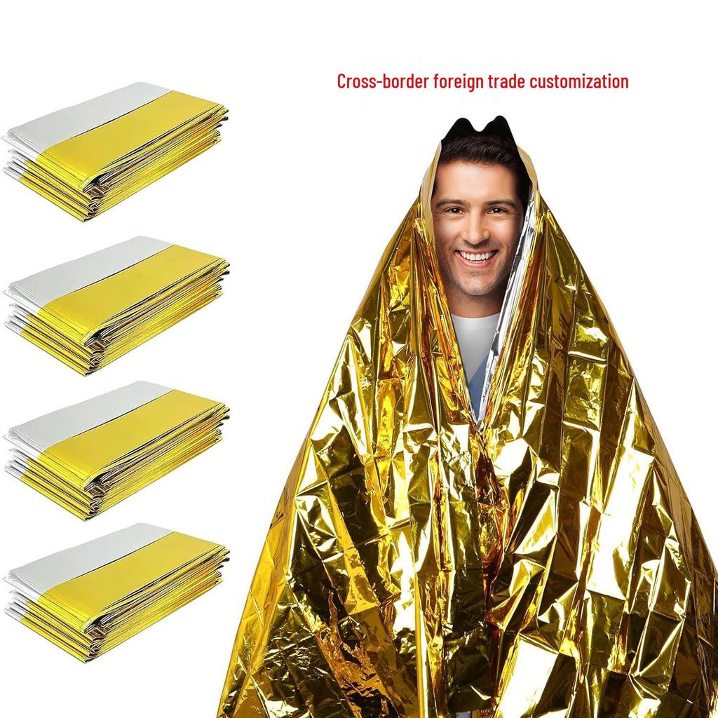 שמיכת חירום מבודדת ניידת למניעת היפותרמיה בחוץ - שמיכת הישרדות קלת משקל לקמפינג עם נייר אלומיניום לחימום