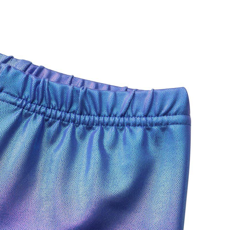 5-12 Years Kids Girls Gymnastics Uniforms Set Triangle Bodysuit Shorts and Hair Tie Performance Dancewear