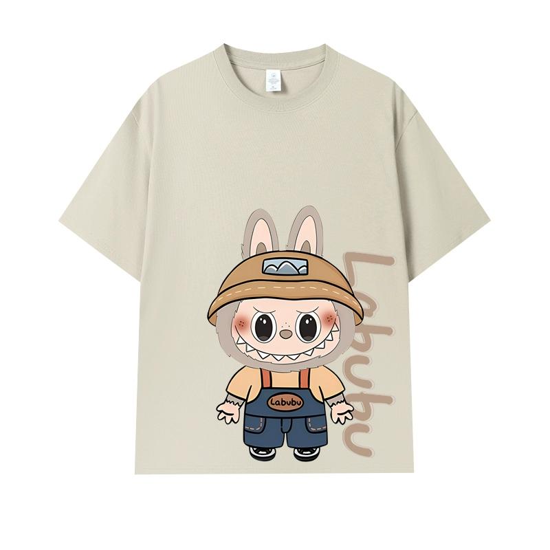 Cartoon Monster Elf Labubu Kids Printed T-shirt Summer Men's and Women's Casual Outdoor Girl Short Sleeved T-shirt Top