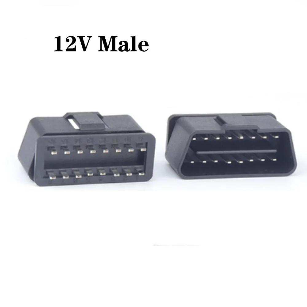 

10Pcs High Quality Automotive Obd2 16pin Assembled Gold-plated Male Head 12V/24V Universal Connector Test Main Line OBDII Plug 12V male