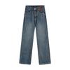 High-Waisted Leather Patch Wide-Leg Fleece-Lined Denim Pants for Women - 2026 Winter Style, Slimming and Warm Floor-Length Design.