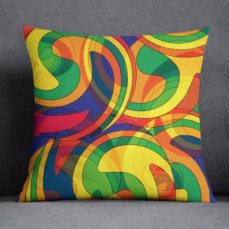 Color Ins Abstract Pillowcase Sofa Cushion Living Room Bedroom Square Pillow Cover Home Fabric Decoration