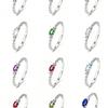 Twelve Zodiac S925 Sterling Silver Adjustable Ring with Colorful Gemstones for Women