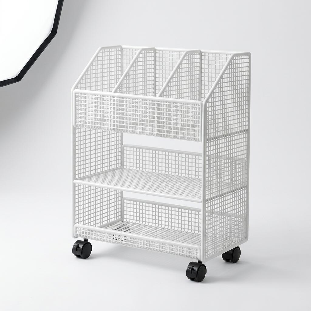 UnderDesk Storage Shelf with Wheels, Mobile Bookshelf for Office or Study, Multilayer Organizer