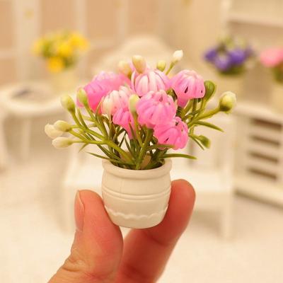 1PC Multistyles Green Luo Plant 1:12 Finished Flower Vase Potted Plant Doll House Accessories
