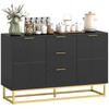Sideboard with 3 Drawers and Adjustable Shelves for Living Room - Black