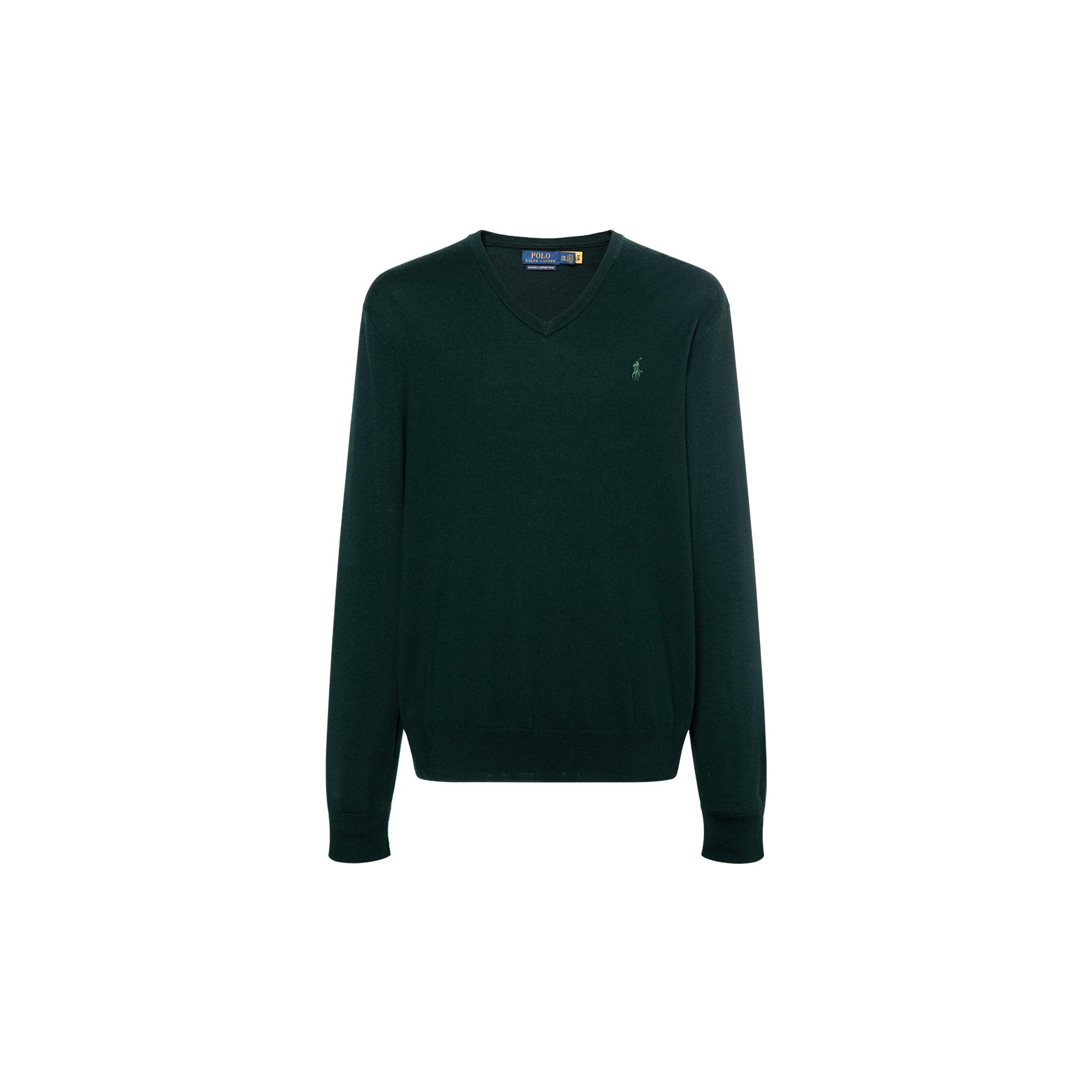 

Polo Ralph Lauren FW23 Solid Logo Embroidered V-Neck Pullover Long Sleeve Sweater Men sweater Dark-Green 710883124-012 M