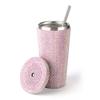 New 500ml Rhinestone Stainless Steel Double Layer Thermos Cups Women Glitter Cup Water Bottle Gift Reusable Straw Cup With Lid