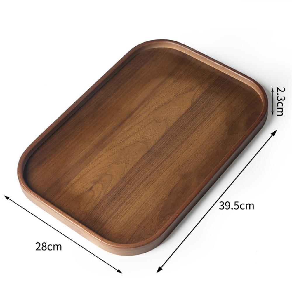 Walnut Wood Color Serving Tray Retro Style Fruit Plate Smooth Edge Tea Tray  Home