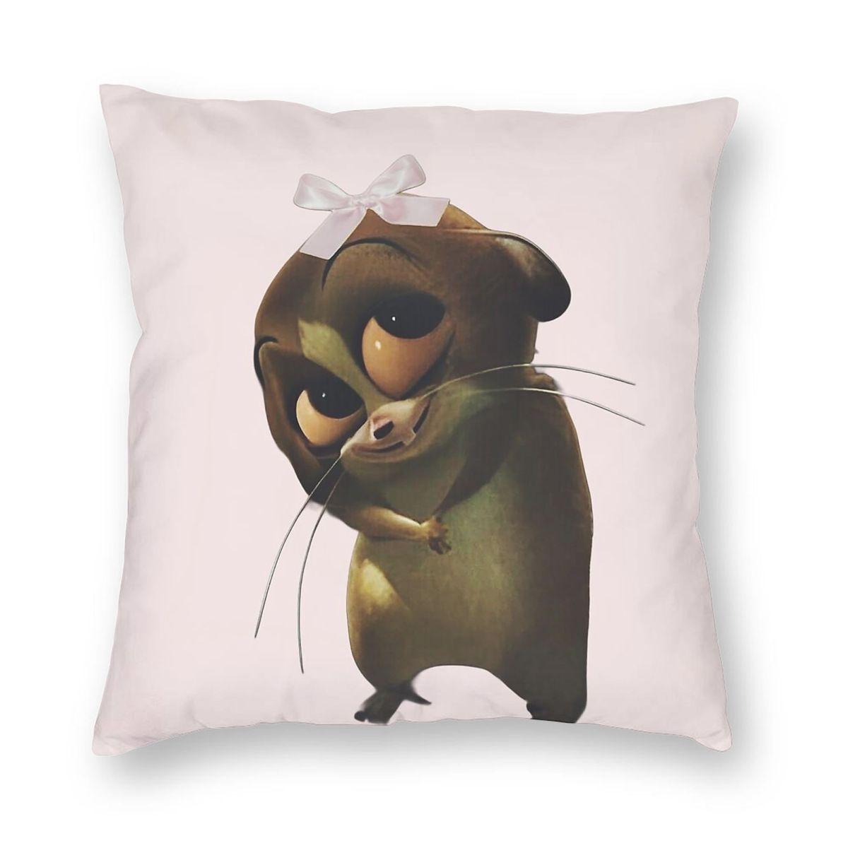 Madagaskar Süße Mort Kissenbezug Polyester Leinen Samt Kreativer Reißverschluss Dekoration Bettkissenbezug Peach skin 18*18(CM)-1Pcs black
