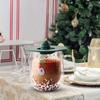 Insulated Christmas Glasswares Holiday Seasonal Coffee Mugs Insulated Glass Cup for Coffee Hot Chocolate