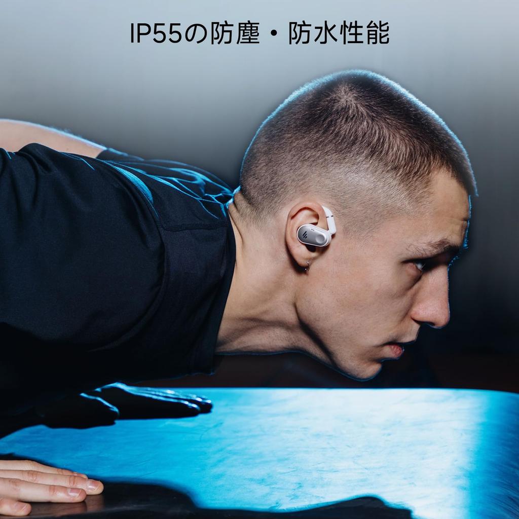Edifier Comfo Flex Wireless Earbuds Audio Wireless Up To 40 Hours of Battery Comfort Bluetooth IP55 App White Open-Ear - Hi-Res Certified, Life,