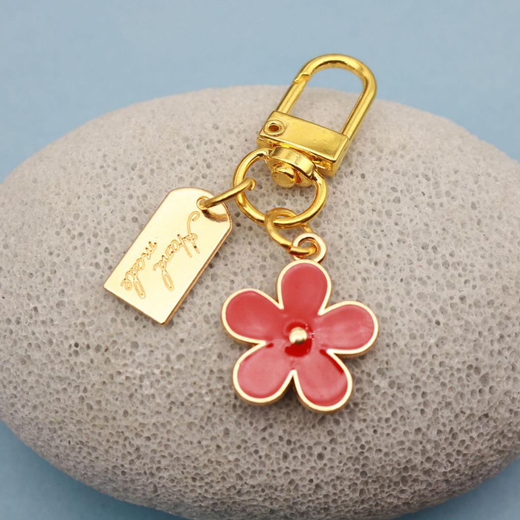 Colorful Flower Double-Sided Drip Oil Keychain Pendant