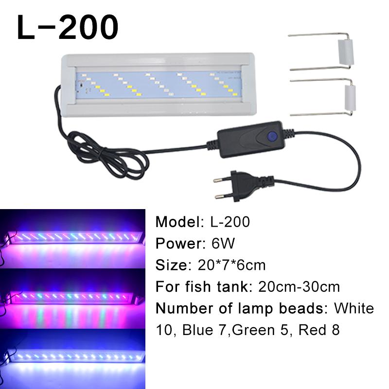 Super Jasná Lampa LED Světlo pro Akvárium pro Růst Vodních Rostlin Akvarijní Nádrž Rozšiřitelný Klip RGB Vodotěsná Lampa 220-240V 20~70CM