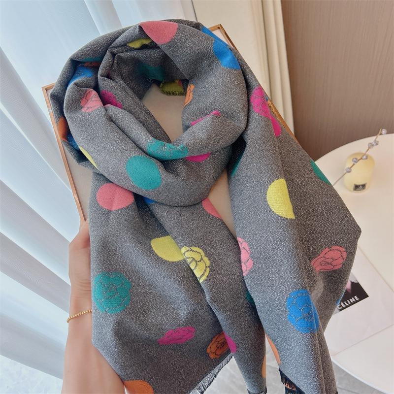 New High-quality Color Polka Dot Scarf Color Matching Double-sided Imitation Cashmere Scarf Wool Shawl Long Winter Shawl