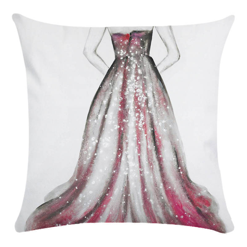 Oil Painting Princess Dress Pattern Series Digital Printing Short Plush Pillow Covers For Sofa Office Cushion Cover Home Goods