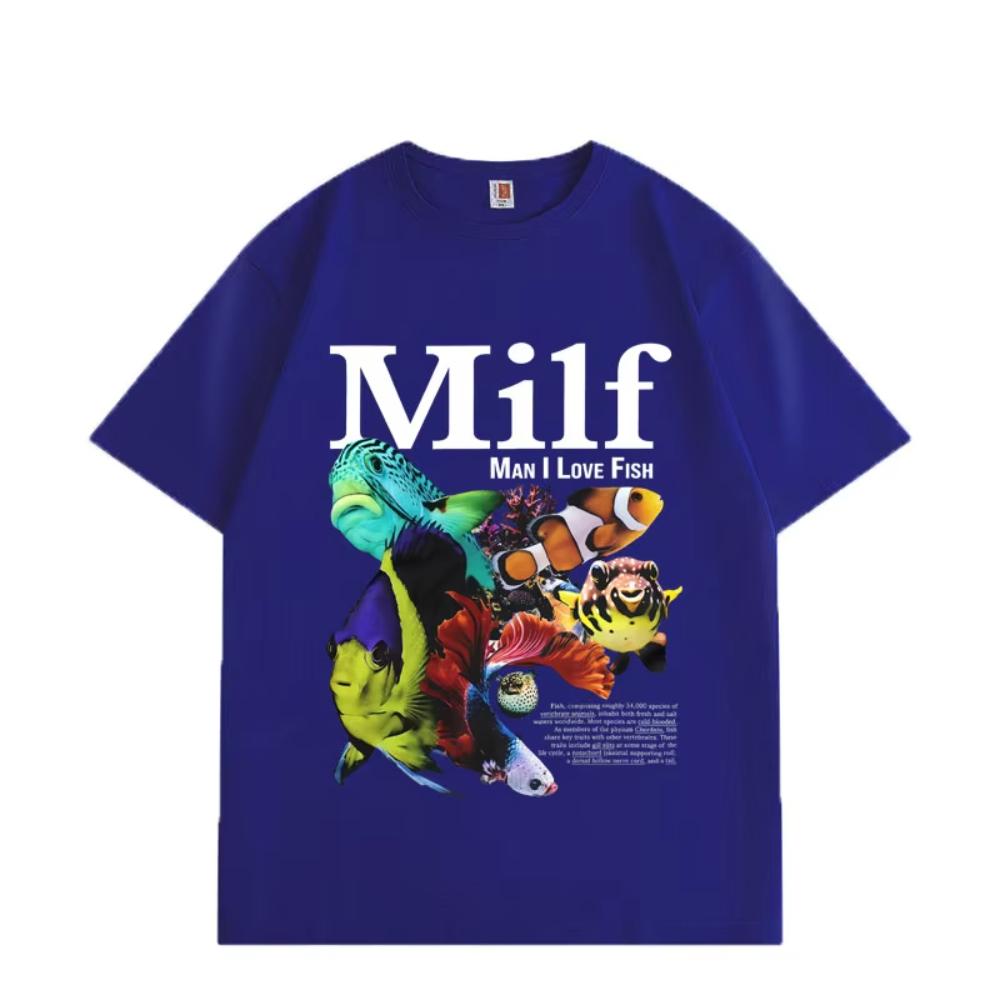 Man L Love Fish Funny Ocean Meme Graphic T Shirts Harajuku Y2k Short Sleeve Tshirts Men Women Clothing Casual Oversized Tshirt