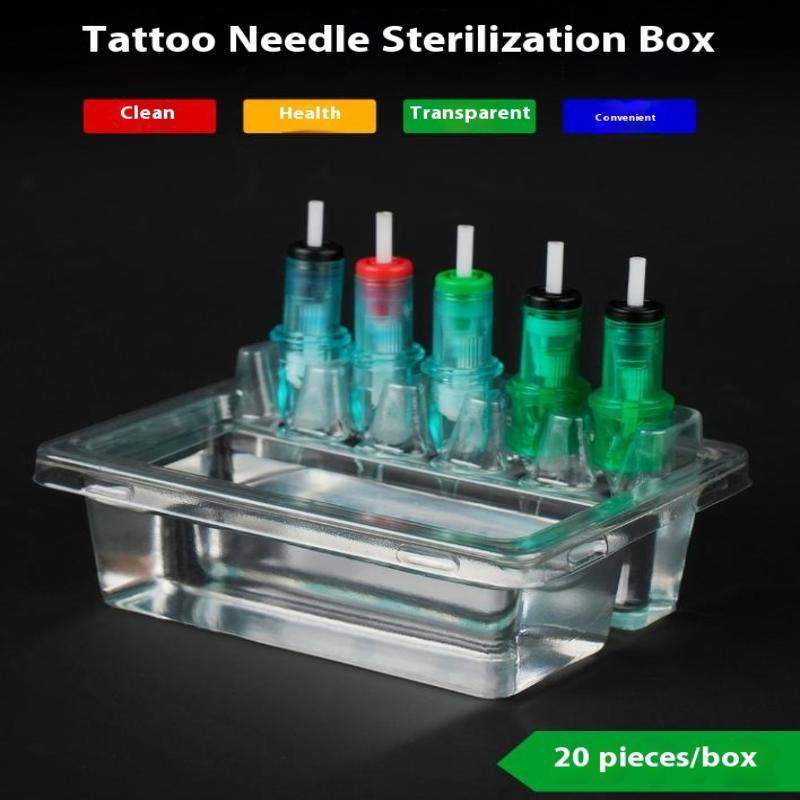 20 Pcs Tattoo Needles Stand Waterproof Ink Cartridge Needle Holder Placement Rack Disposable Washing Cup Clean Double Layer