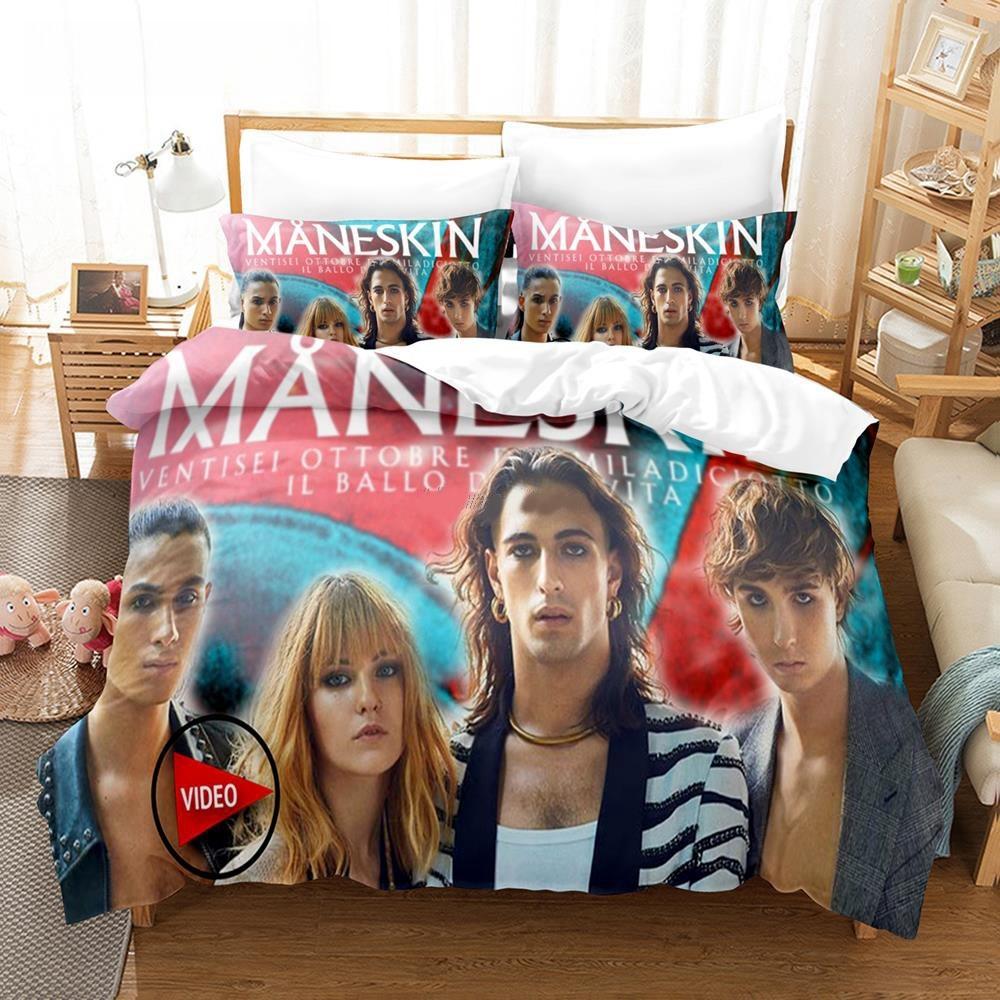 3D Printed Music Band M-Maneskin Bedding Set Boys Girls Twin Queen King Size Duvet Cover Pillowcase Bed Boys Adult Home Textile
