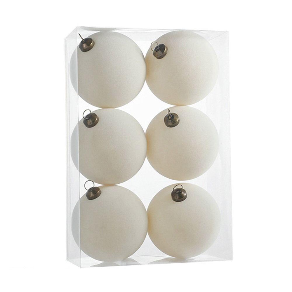 6pcs Set 8CM Size Christmas Ball Decoration Plastic Velvet Balls Flock Colored Window Scene Decorative Balls Party Wedding Gifts